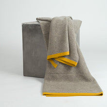 Load image into Gallery viewer, Platinum &amp; Gold Ribbed Knit Yak Down Throw Hangai Mountain Textiles 
