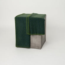 Load image into Gallery viewer, Fern Green &amp; Dark Navy Bird&#39;s Eye Knit Cashmere Throw Hangai Mountain Textiles 

