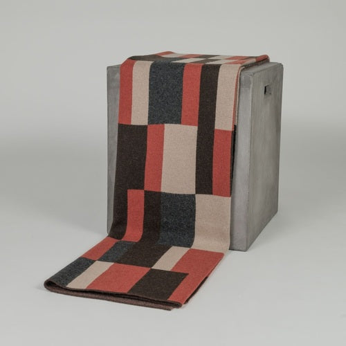 Bauhaus Rust, Brown, Tan & Grey Camel Down Throw Hangai Mountain Textiles 