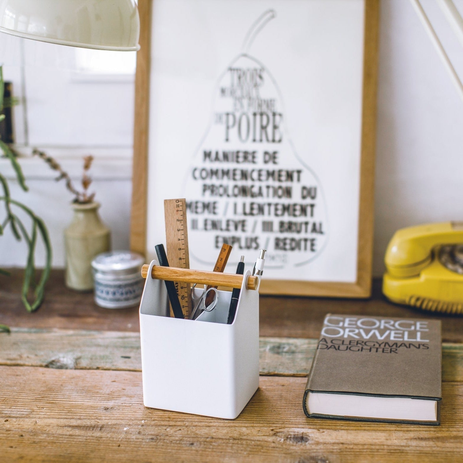 Pen Organizer - Steel + Wood Desk Organizer Yamazaki Home 