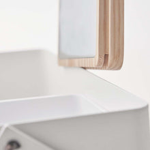 Load image into Gallery viewer, Makeup Organizer with Mirror - Steel + Wood Mirror Yamazaki Home 
