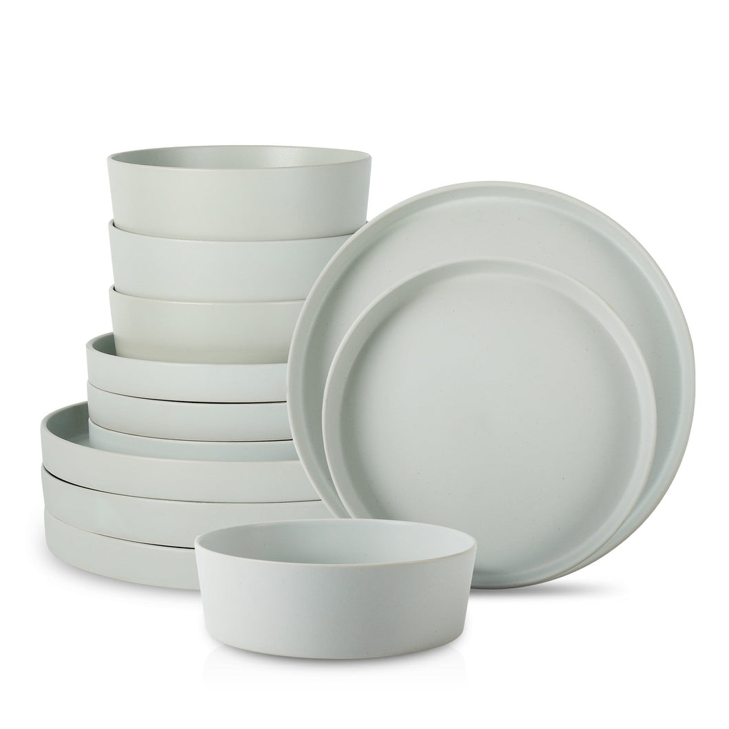 Modan Stoneware Dinnerware Set - Blue-Grey Stoneware Stone + Lain 