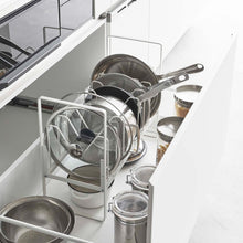 Load image into Gallery viewer, Adjustable Pots and Pans Organizer - Steel Pot Rack Yamazaki Home 
