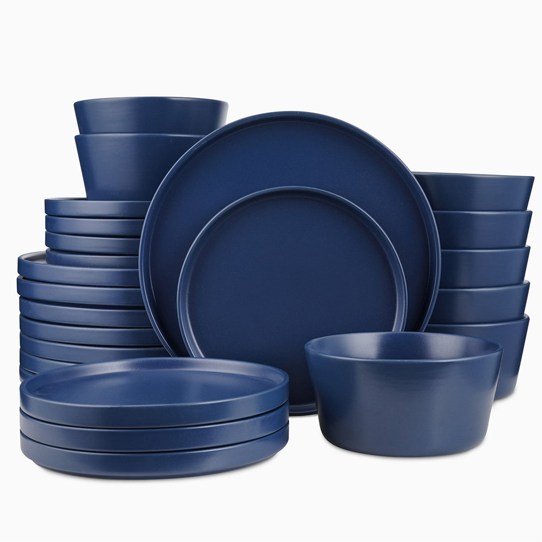 Chelsea Stoneware Dinnerware Set, 8 Place Settings Dinnerware Sets Stone + Lain Blue 