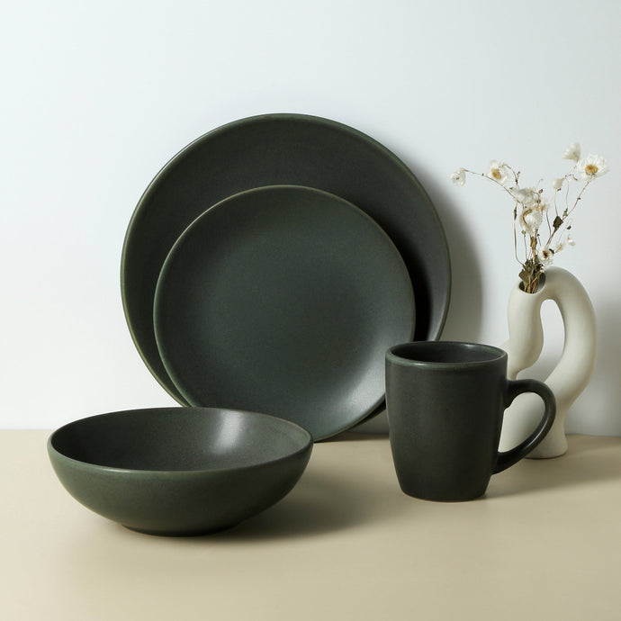 Grao Stoneware Dinnerware Set - Green Stoneware Stone + Lain 