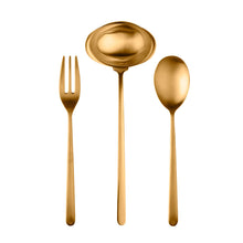 Load image into Gallery viewer, Linea Serving - 3 Piece Set SERVING UTENSILS Mepra Brushed Gold 
