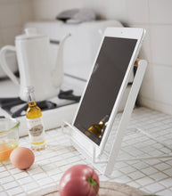 Load image into Gallery viewer, Tablet and Cookbook Stand - Steel + Wood Remote Control &amp; Tablet Organizer Yamazaki 

