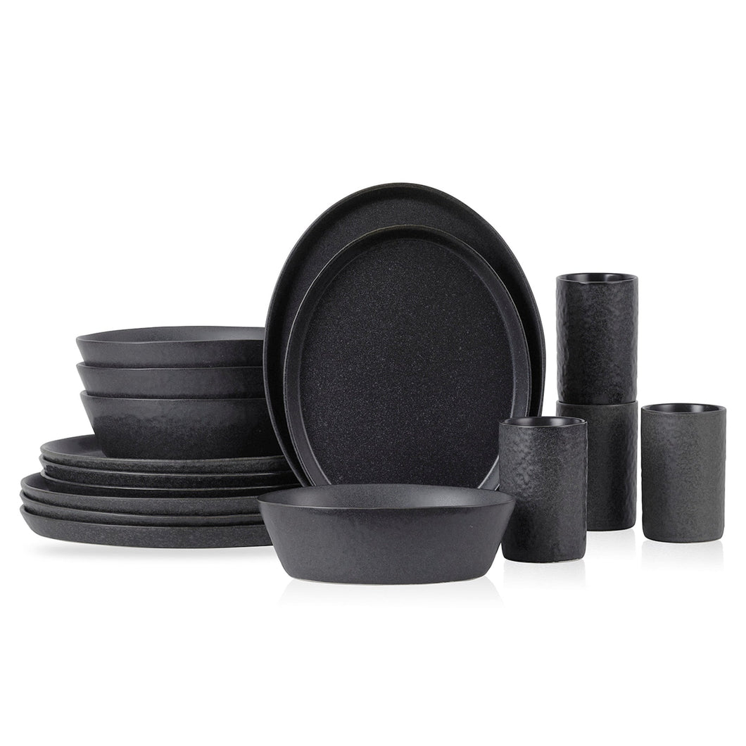 Katachi Stoneware Dinnerware Set - Charcoal Stoneware Stone + Lain 
