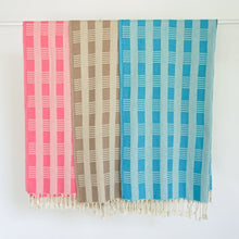 Load image into Gallery viewer, PLAID TURKISH TOWEL / CYAN world/home STATE 
