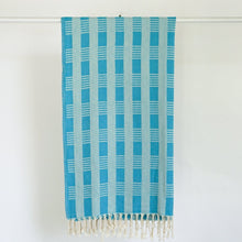 Load image into Gallery viewer, PLAID TURKISH TOWEL / CYAN world/home STATE 
