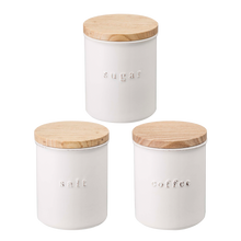 Load image into Gallery viewer, Ceramic Sugar, Salt, and Coffee Canisters - Set of 3 FOOD STORAGE Yamazaki Home 
