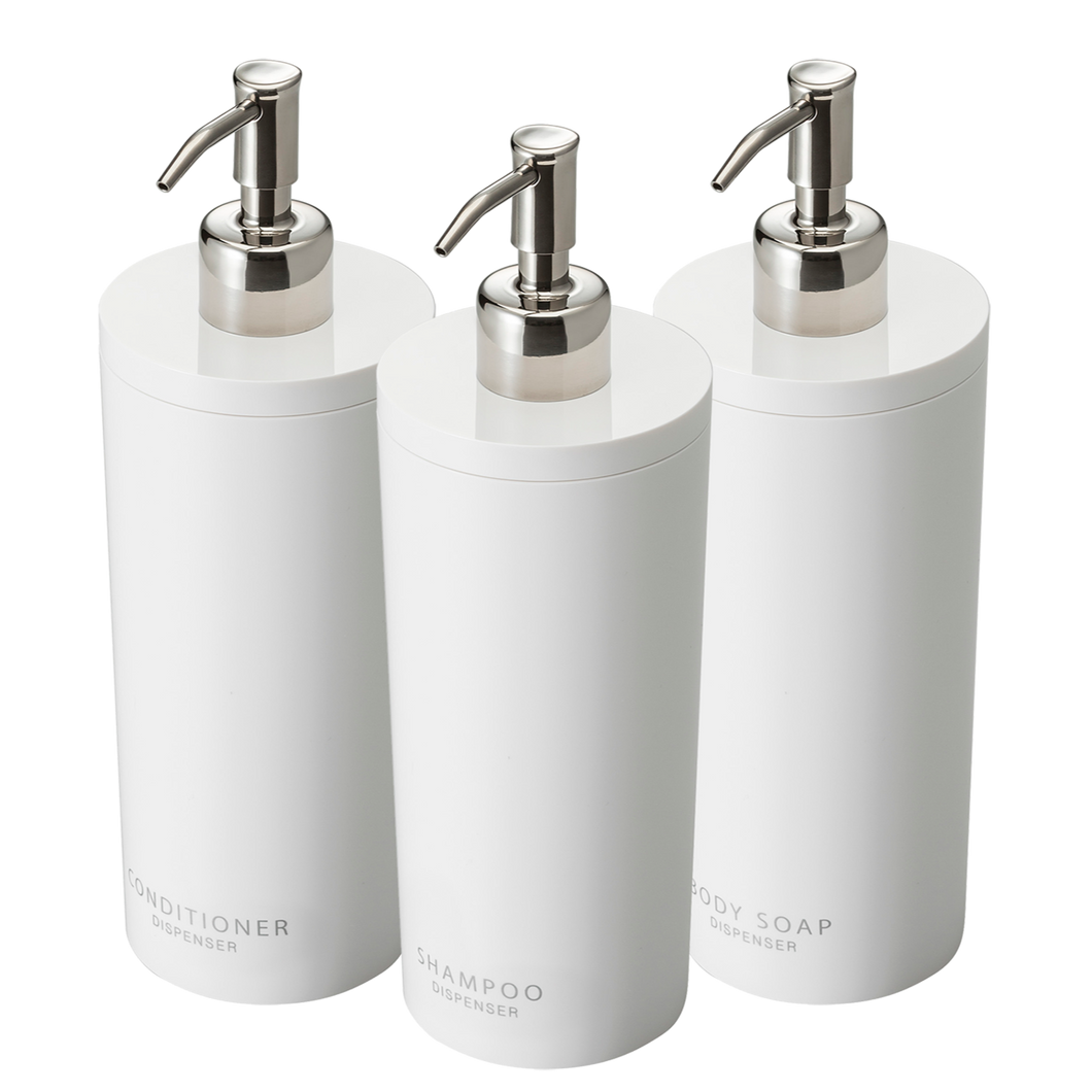 Bathroom Dispenser Bundle, Round - Set of 3 BATH ACCESSORIES Yamazaki Home White 