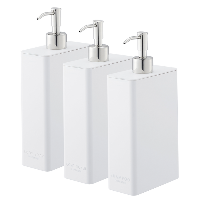 Bathroom Dispenser Bundle, Rectangular - Set of 3 BATH ACCESSORIES Yamazaki Home White 