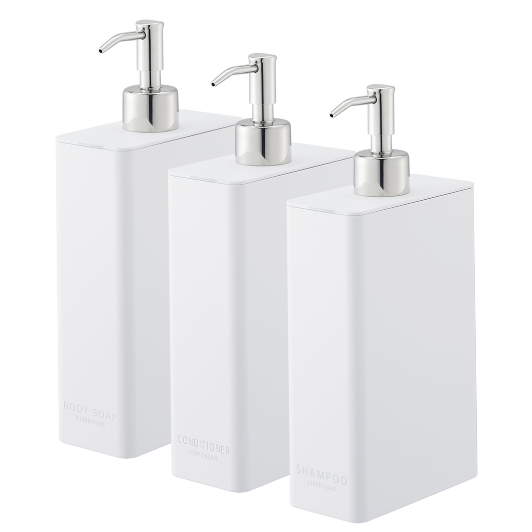 Bathroom Dispenser Bundle, Rectangular - Set of 3 BATH ACCESSORIES Yamazaki Home White 