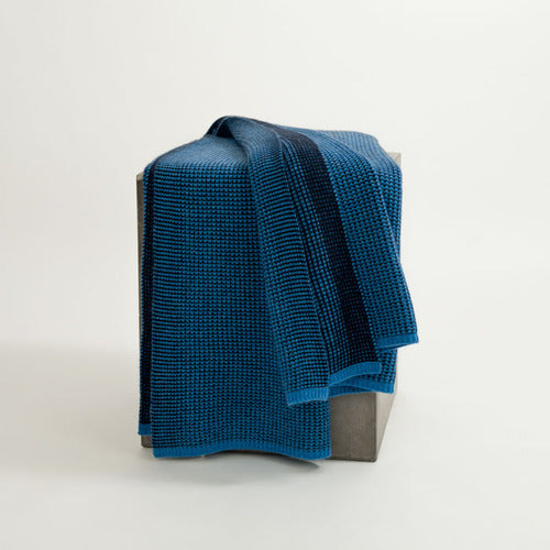 Azure & Midnight Blue Cashmere Waffle Knit Hangai Mountain Textiles 