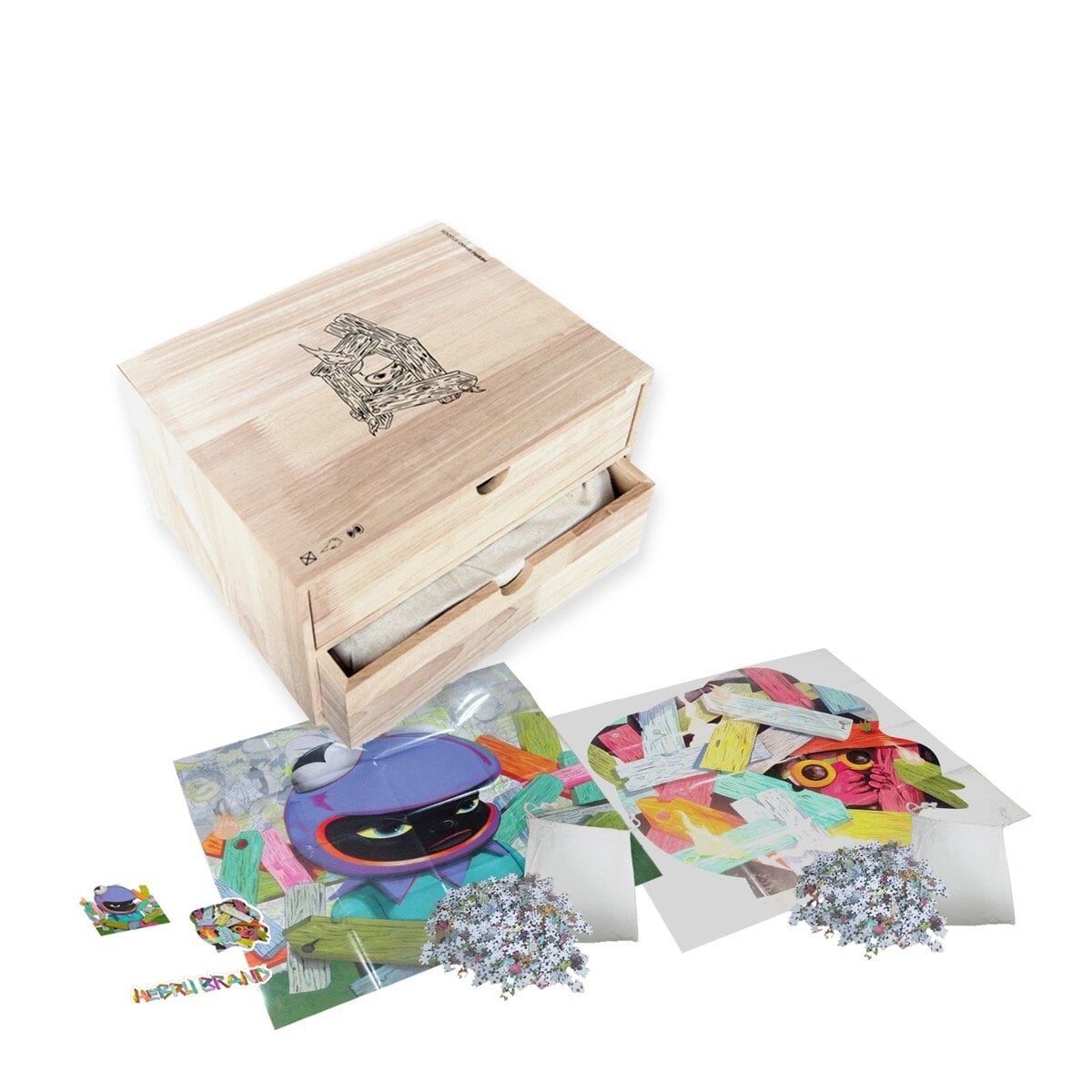 Collector's Wood Box Puzzle Set Games Hebru Brantley 