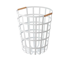 Load image into Gallery viewer, Wire Basket - Steel + Wood Laundry Basket Yamazaki 
