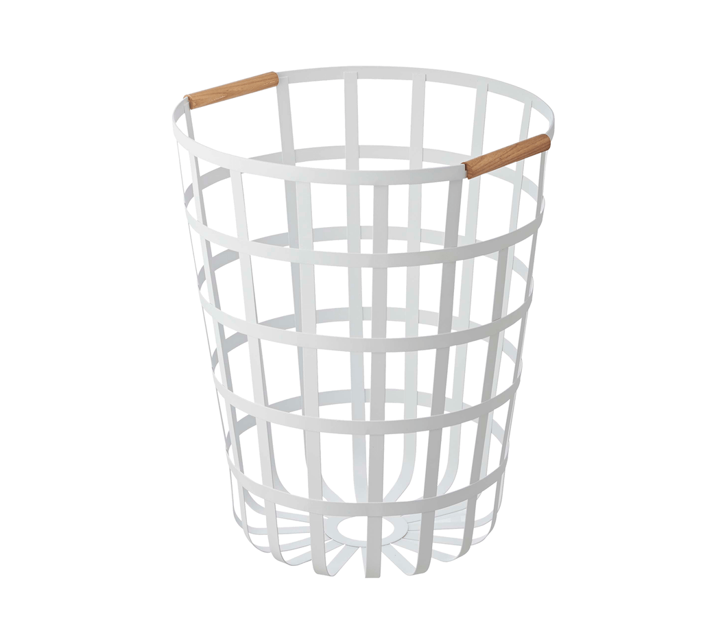 Wire Basket - Steel + Wood Laundry Basket Yamazaki 