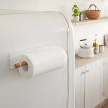 Load image into Gallery viewer, Magnetic Paper Towel Hanger - Steel + Wood - Small Towel Holder Yamazaki 
